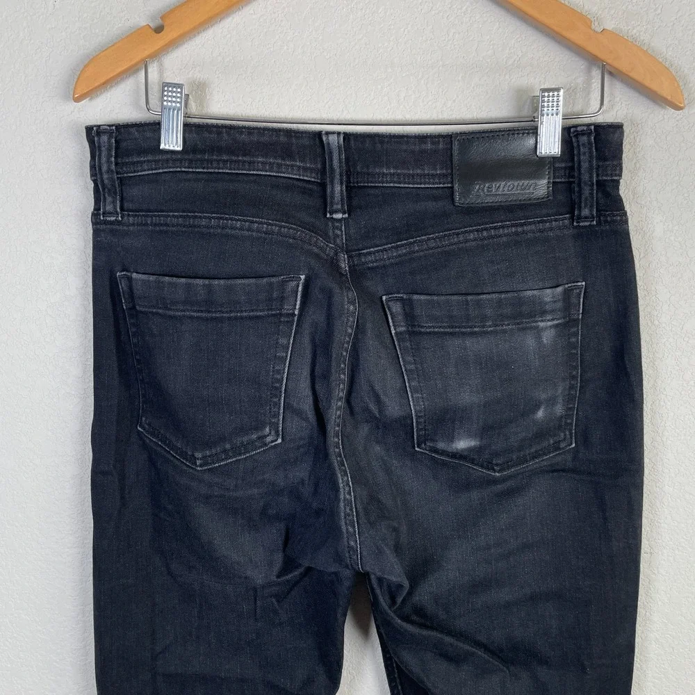 Revtown Taper Jeans Mens 32x32 Black Denim Stretch Cotton Blend Dark Wash‎
